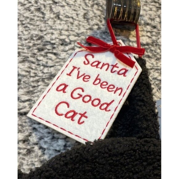 Black Cat Shaped Christmas Stocking‎ Santa I've been a Good Cat NEW 19 Inch - Picture 3 of 3
